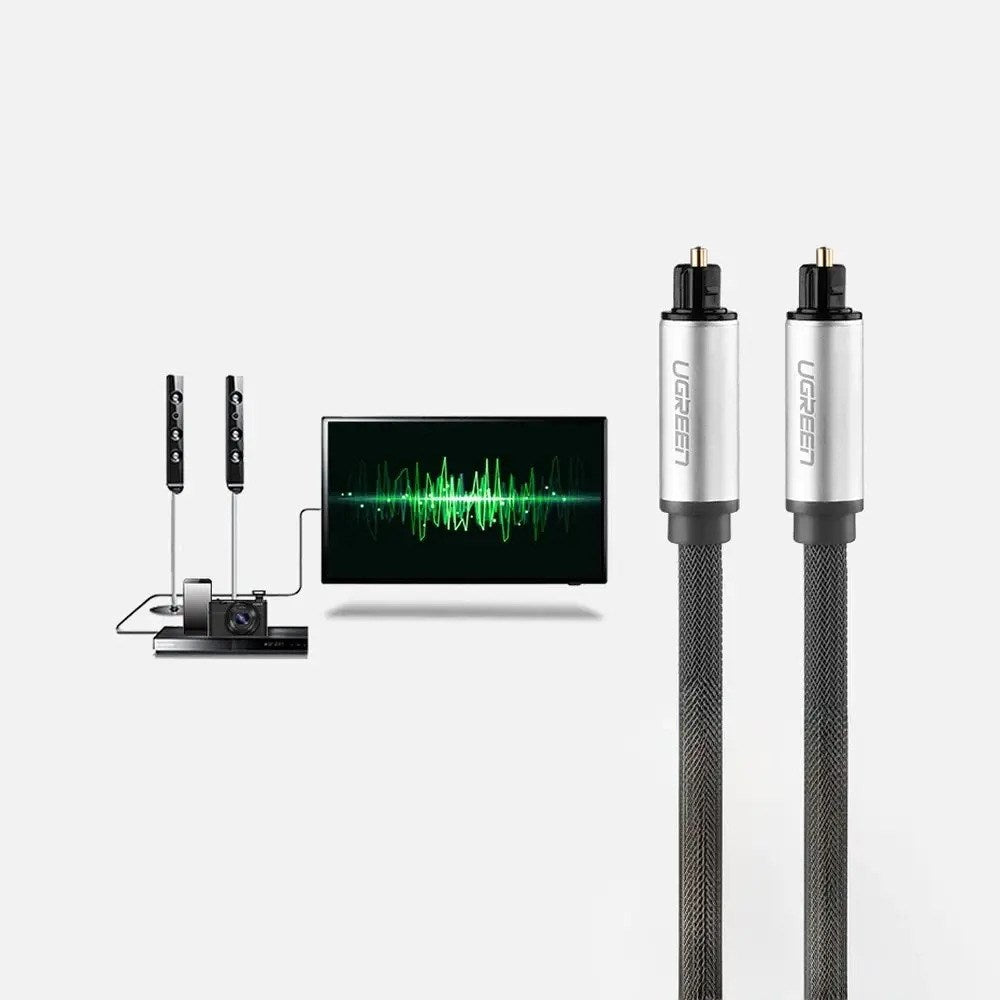 UGREEN AV108 Optisk Toslink till Toslink Kabel - 2m - Grå