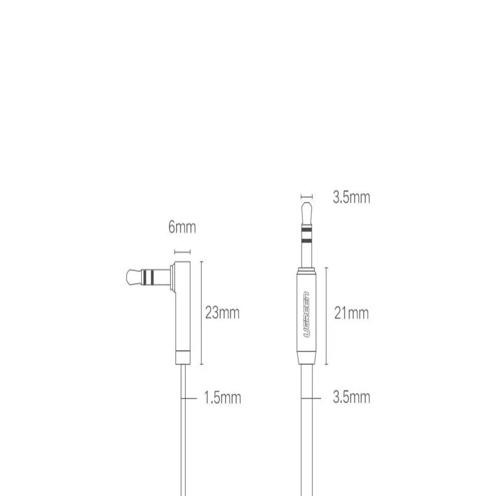 UGREEN Vinklad 3.5mm Minijack Ljudkabel - 2m - Svart / Silver