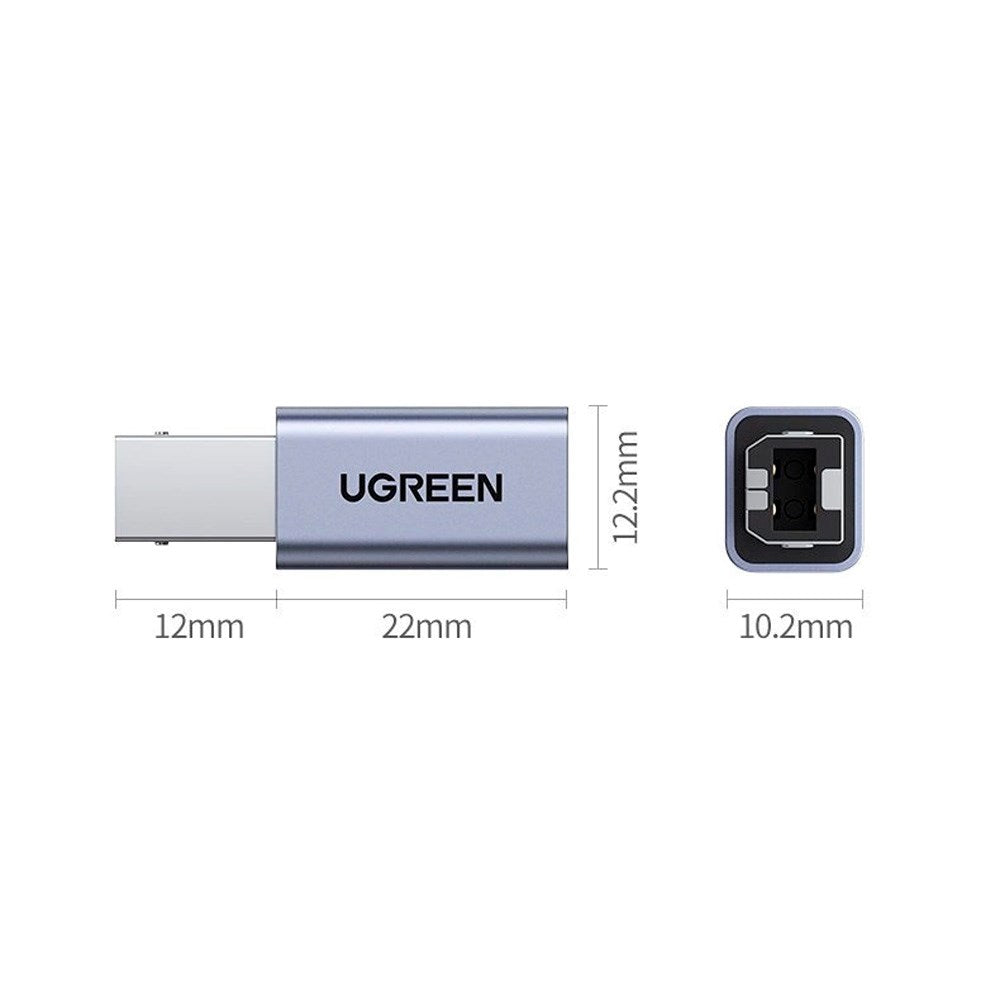 Ugreen US382 Skrivarkabel USB-C till USB-B Adapter - Grå