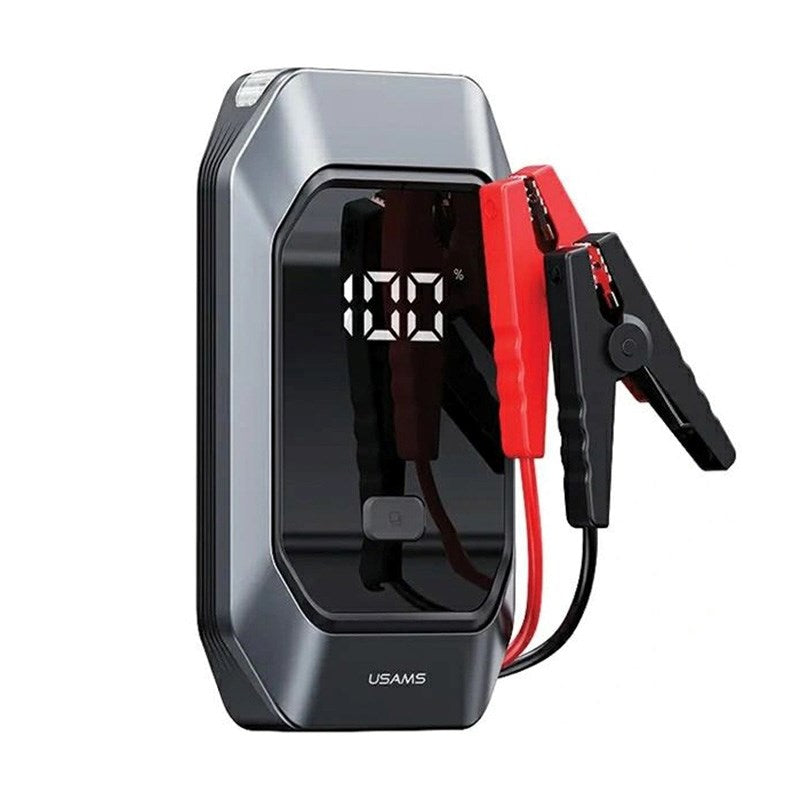 USAMS US-ZB284 15W Powerbank med Startkablar för Bil 8.000 mAh USB-C - Grå