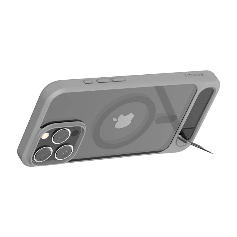 TORRAS iPhone 16 Pro Max Pstand Hybrid Skal m. Ställfunktion - MagSafe Kompatibel - Grå