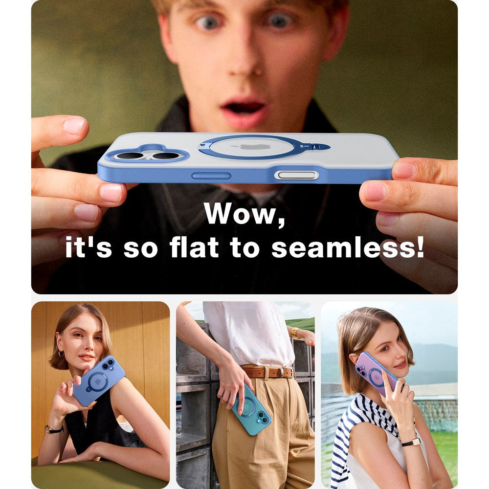 TORRAS iPhone 16 Flexibelt Plast Skal m. Ställfunktion - MagSafe Kompatibel - Blå