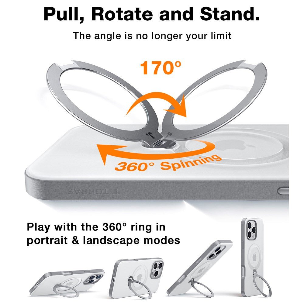 TORRAS iPhone 16 Pro Flexibelt Plast Skal m. Ställfunktion - MagSafe Kompatibel - Grå