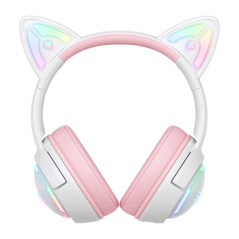 ONIKUMA GT838 Cat Ear Gaming Headset - Vit / Rosa