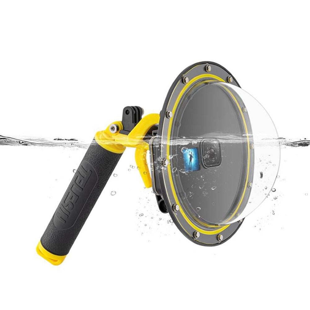 TELESIN Vattentätt Dome Fodral med Handtag för GoPro Hero 9 / 10 / 11 / 12 / 13 - Genomskinlig / Svart