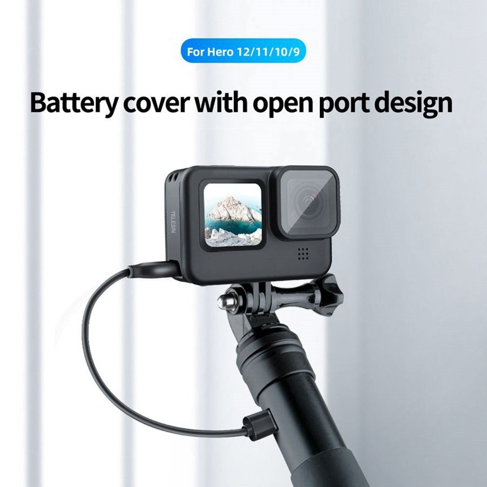 TELESIN GoPro Hero 9 / 10 / 11 / 12 / 13 Batteriskalmed Kabeluttag - Svart