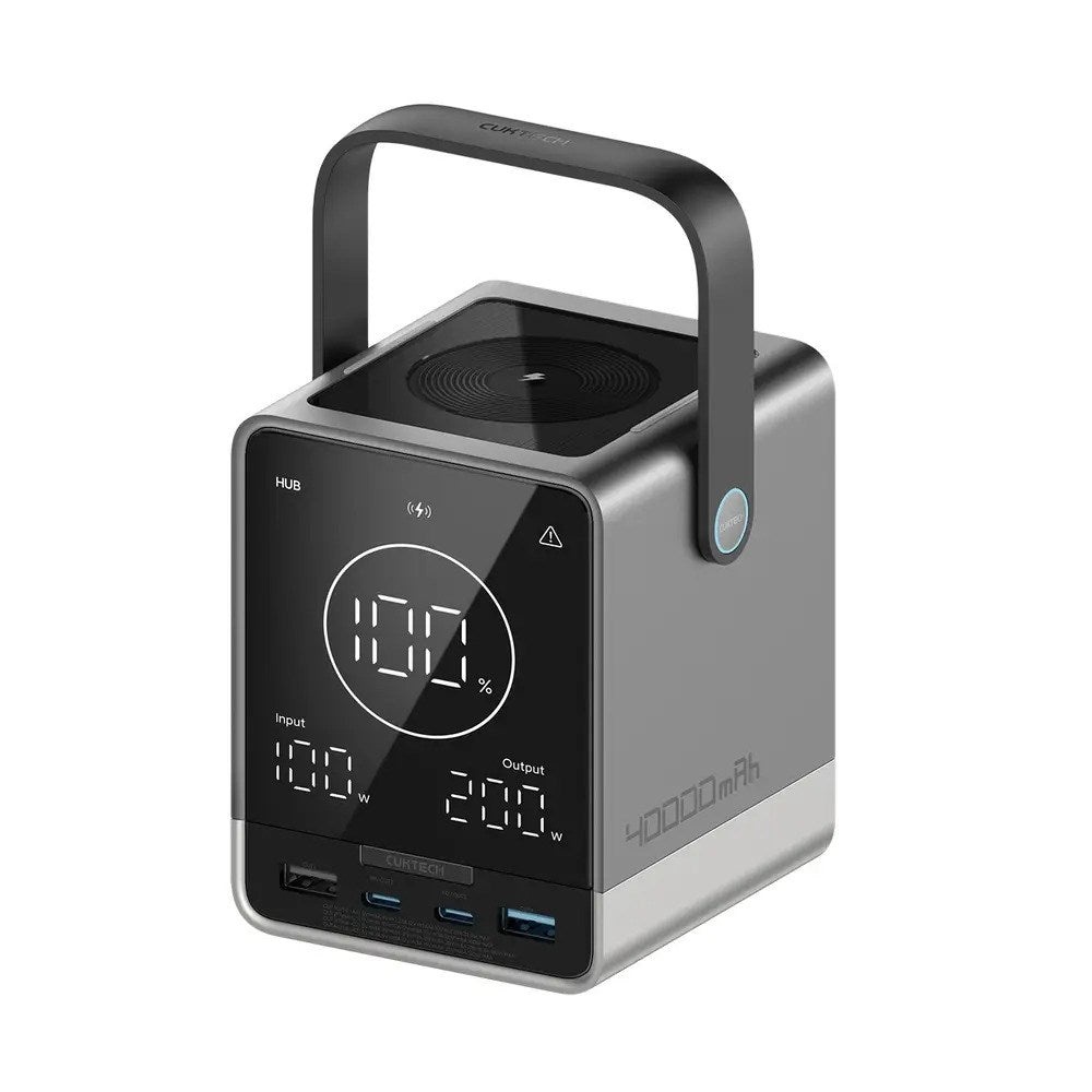 CUKTECH 300W PowerBank m. Trådlös Laddning - 2x USB-C & 2x USB-A - 40.000 mAh - Svart