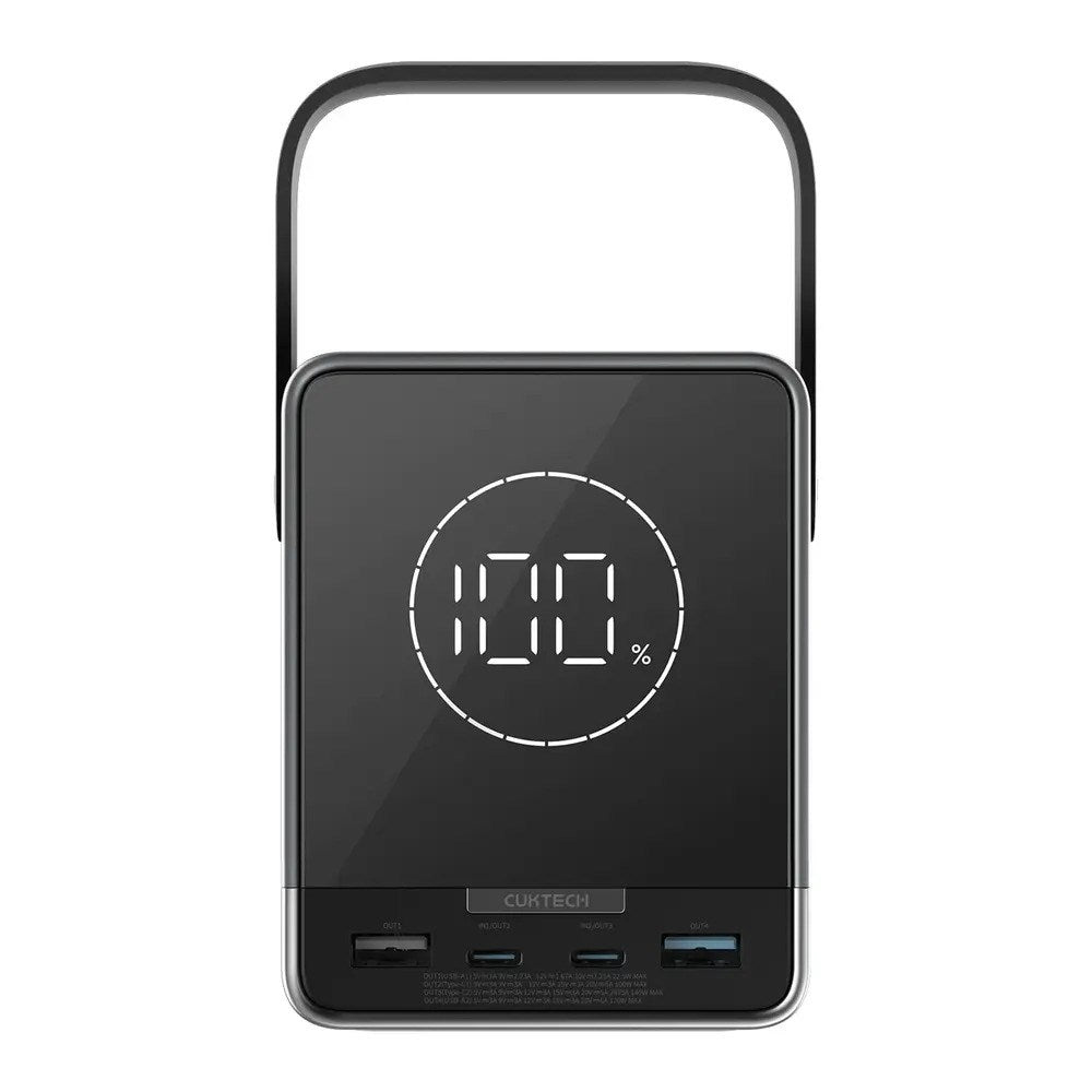 CUKTECH 300W PowerBank m. Trådlös Laddning - 2x USB-C & 2x USB-A - 40.000 mAh - Svart
