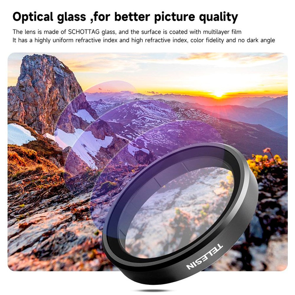 TELESIN CPL+ND8/16/32 Linssfilter - DJI Osmo Action 3 / 4 / 5 Pro - Genomskinlig