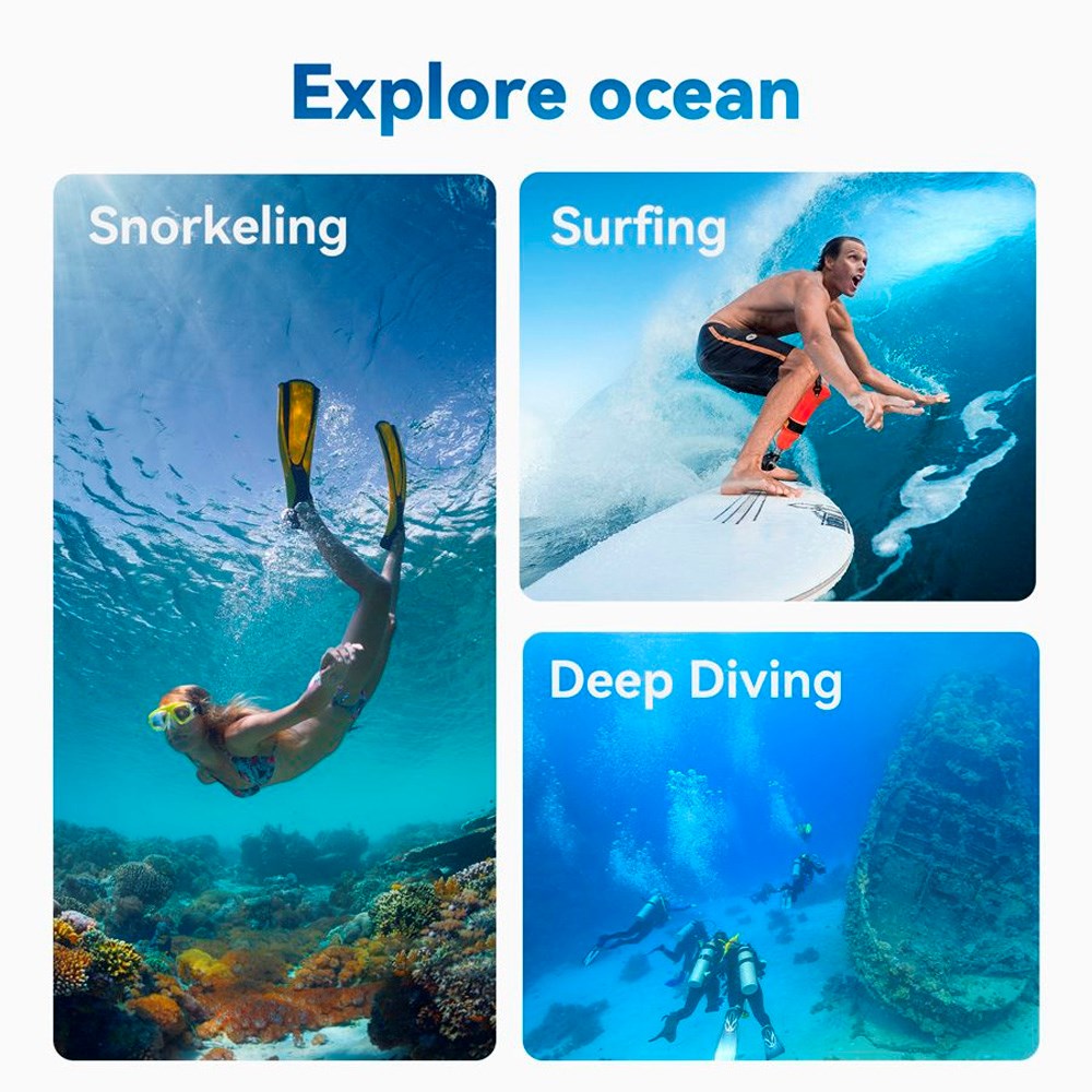 TELESIN Vattentätt Skal för DJI Osmo Action 3 / 4 / 5 Pro - Genomskinlig / Svart