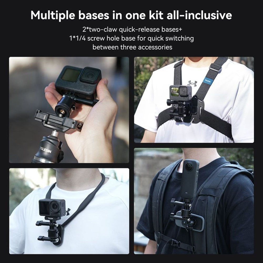 TELESIN Quick-Release Adapterset för actionkamera - Svart