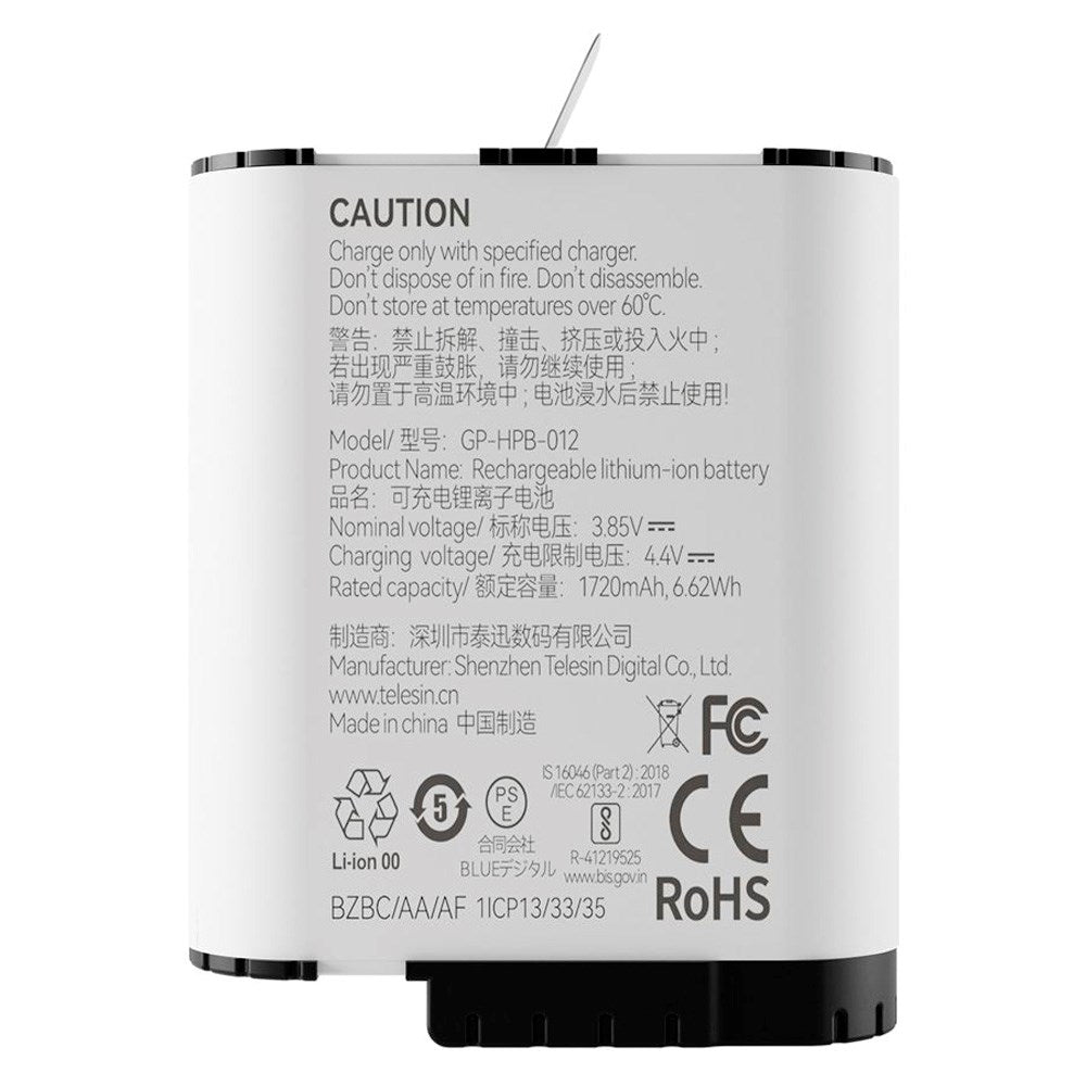 TELESIN Stamina Batteri till GoPro Hero 9 / 10 / 11 / 12 - Vit