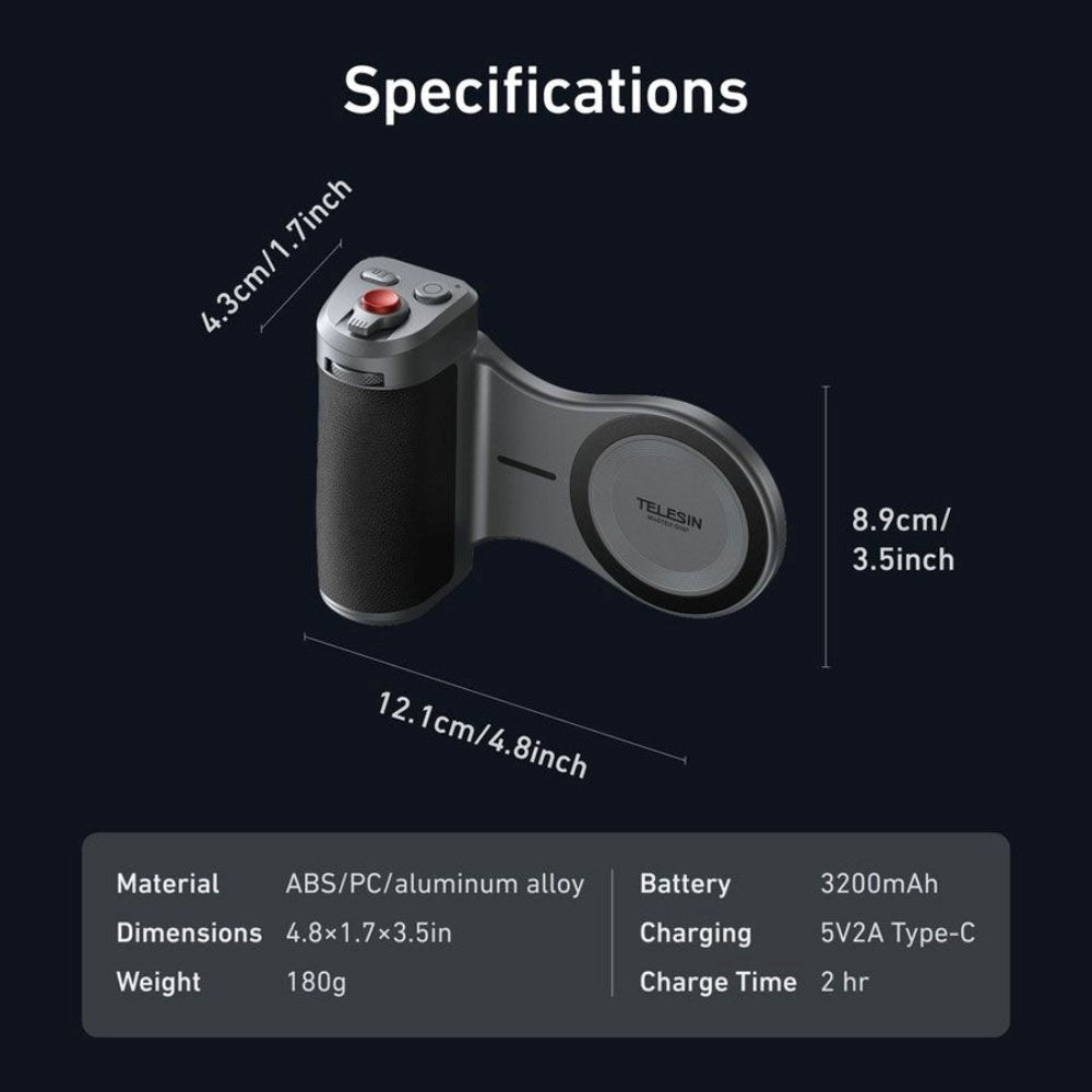 TELESIN Master Grip Hållare för iPhone 17 Pro - Grå / Svart