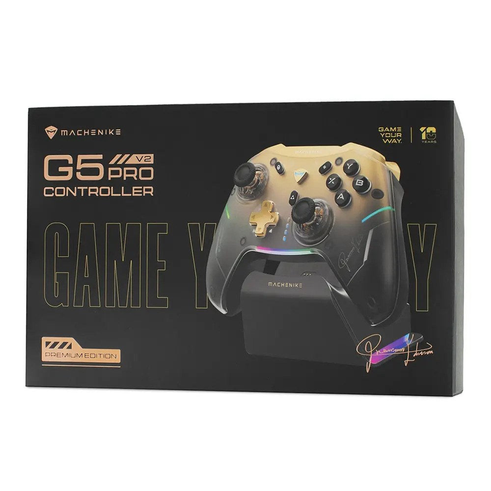 Machenike G5Pro Premium Edition Trådlös Controller m. Laddningsstation - Svart / Guld