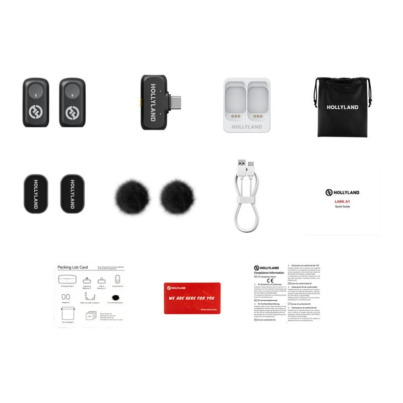 Hollyland LARK A1 Mini Duo Trådlös Mikrofon med 1 x USB-C RX - Svart