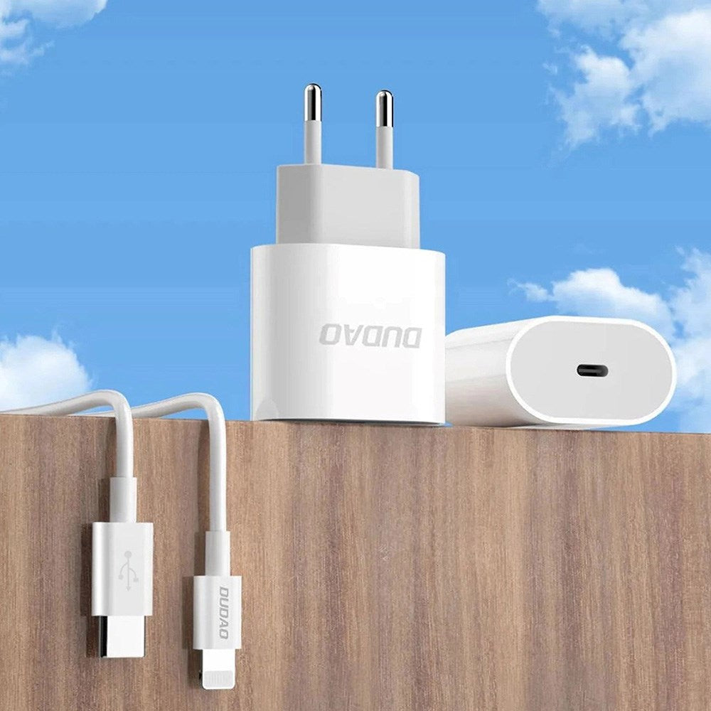 Dudao 20W PD Väggladdare USB-C inkl. Kabel - Vit