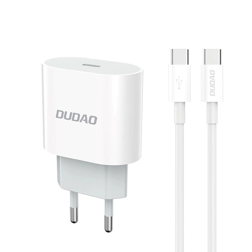 Dudao 20W PD Väggladdare USB-C inkl. Kabel - Vit