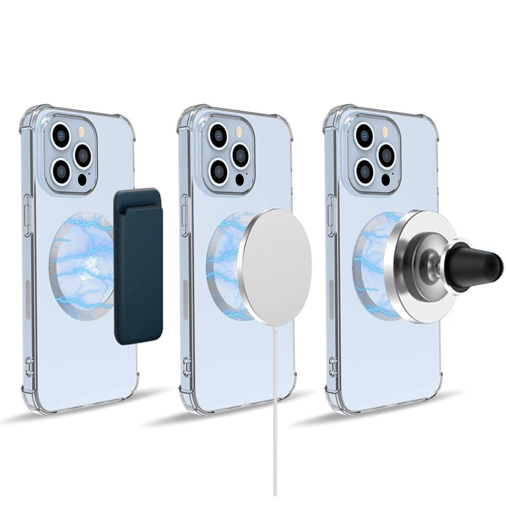 Tech-Protect MagSafe Kompatibla Magnetiska Ringar - 2 Pack - Svart / Silver