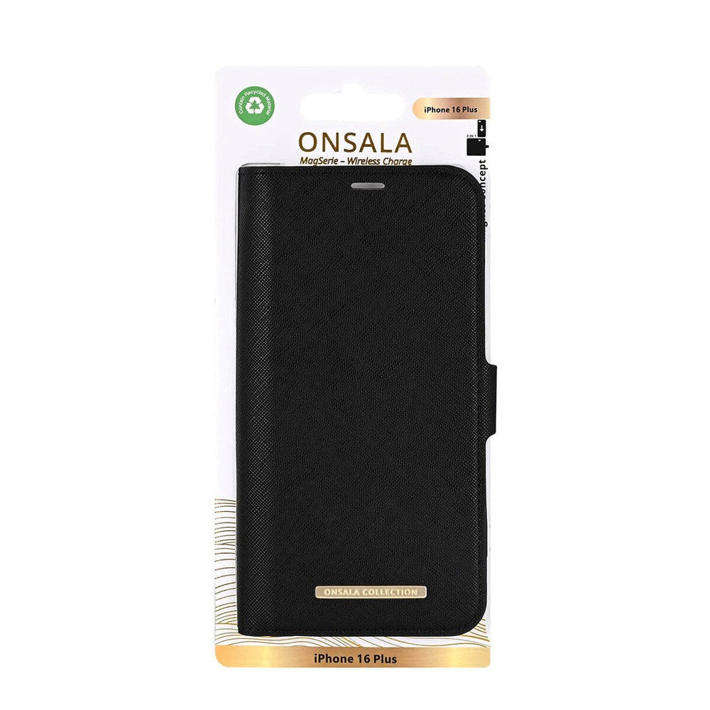 Onsala iPhone 16 Plus ECO Fodral med Plånbok - MagSafe Kompatibel - Black