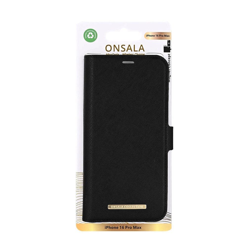 Onsala iPhone 16 Pro Max ECO Fodral med Plånbok - MagSafe Kompatibel - Black