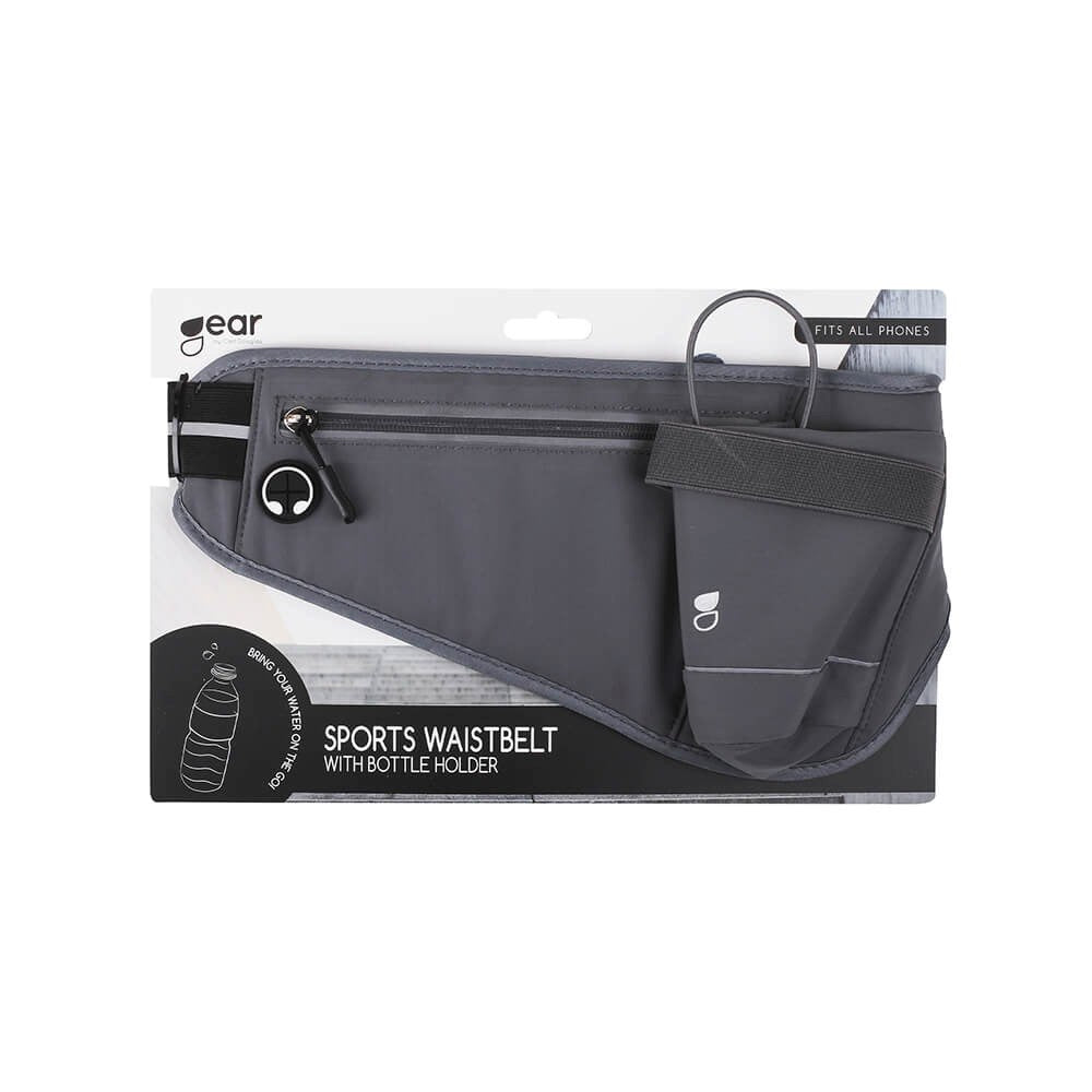 GEAR Löparbälte med Ficka för Mobil & Vattenflaska - Grå