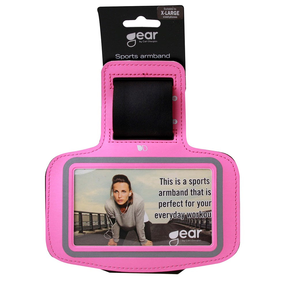 GEAR Universal Löpararmband med Justerbart Kardborreband & Reflekterande Kant (Max. Mobil: 140 x 70mm) - Rosa