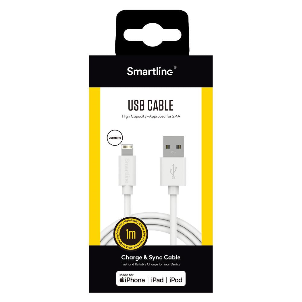 Smartline USB-A TO Lightning Cable 1 m. - Vit