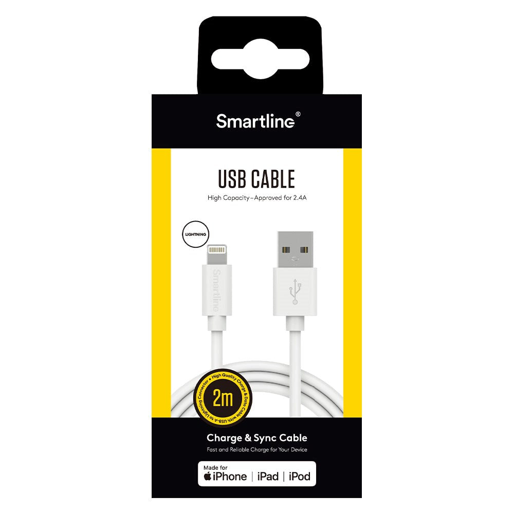 Smartline USB-A TO Lightning Cable 2 m. - Vit