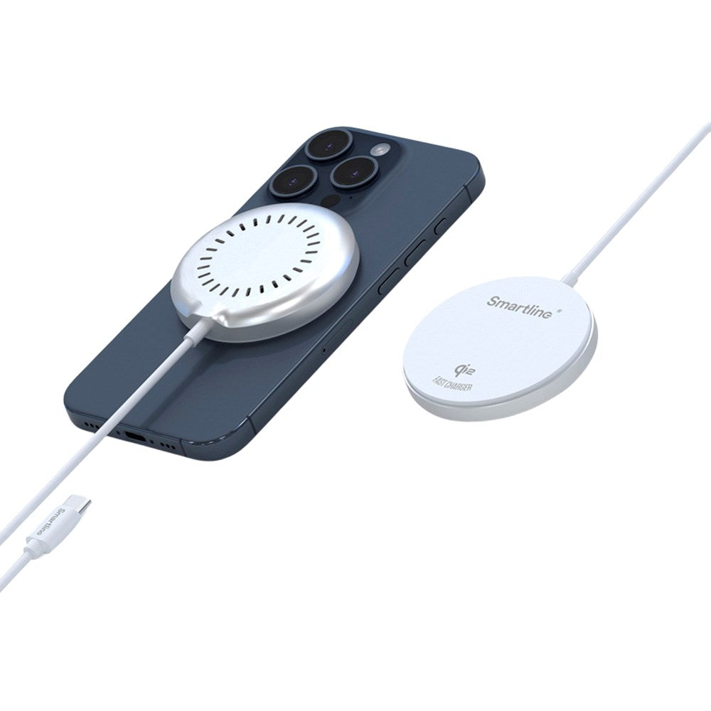 Smartline 15W Magnetisk Qi2 Trådlös Laddare - MagSafe Kompatibel - Vit