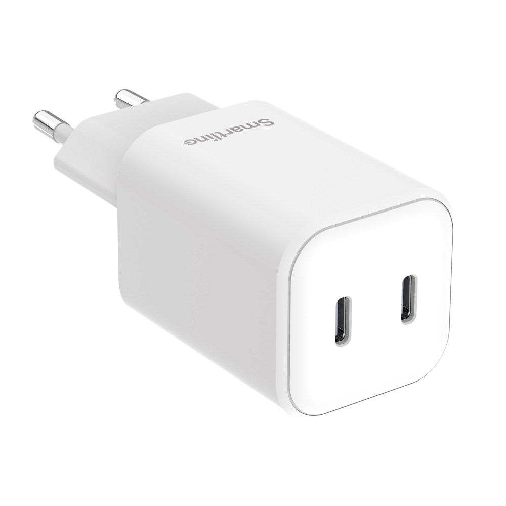 Smartline PD 45W Väggladdare m. 2x USB-C - Vit