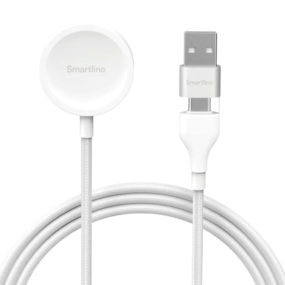 Smartline Apple Watch Laddare m. 2-i-1 USB-A & USB-C - 1m - Vit