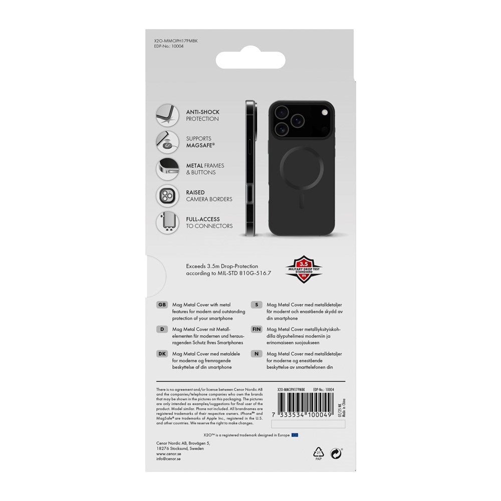 X2O iPhone 17 Pro Max Mag Metal Skal - MagSafe Kompatibel - Svart