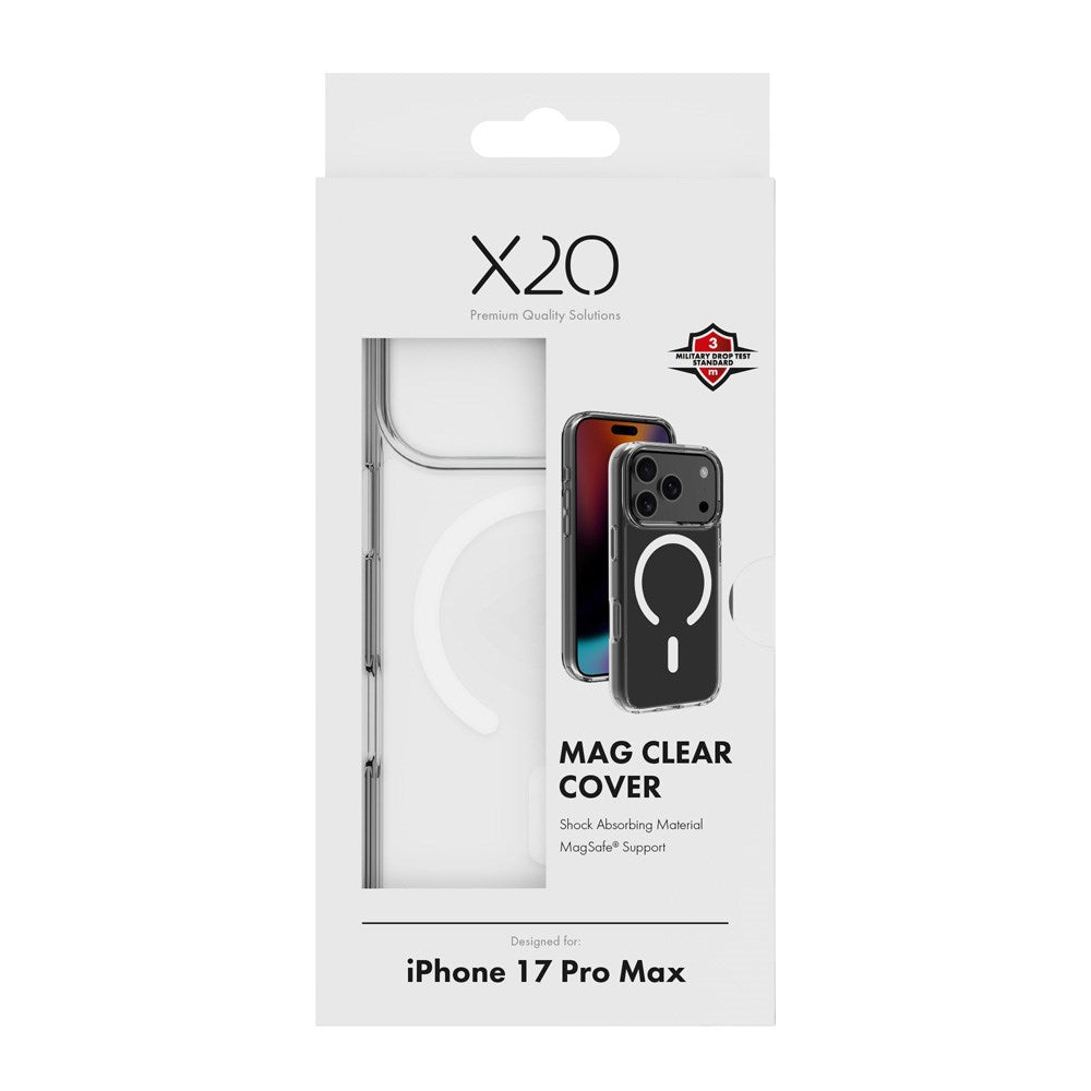 X2O iPhone 17 Pro Max Mag Clear Skal - MagSafe Kompatibel - Genomskinlig