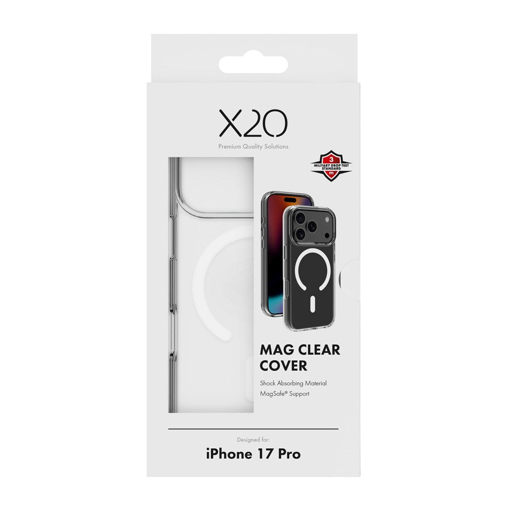 X2O iPhone 17 Pro Mag Clear Skal - MagSafe Kompatibel - Genomskinlig