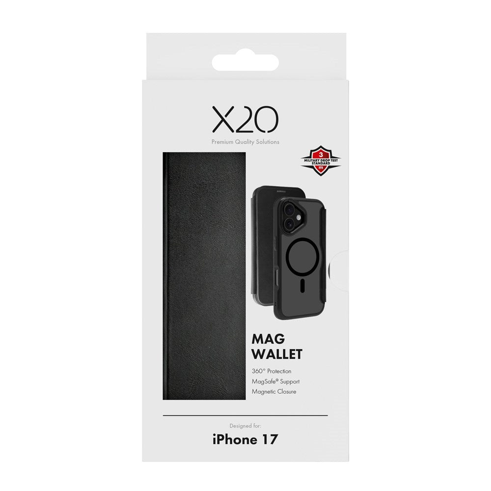 X2O iPhone 17 Mag Wallet Fodral med Korthållare - Svart