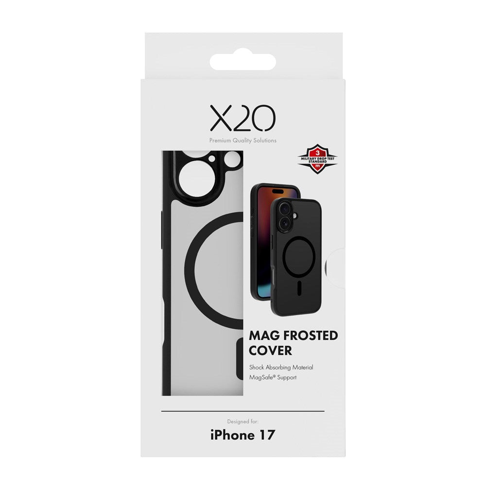 X2O iPhone 17 Mag Frosted Skal - MagSafe Kompatibel - Matt Svart