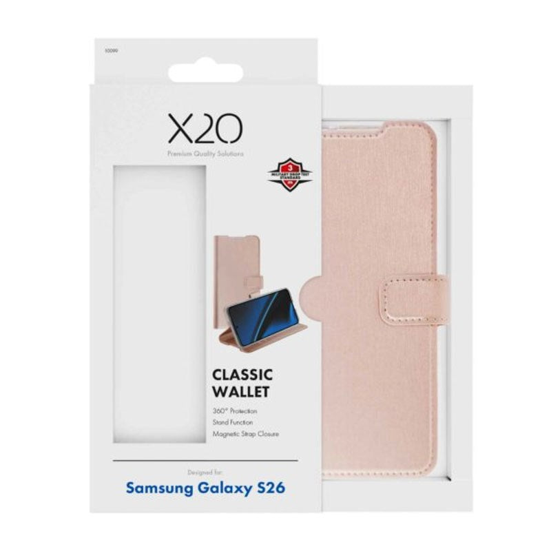 Samsung Galaxy S26 X2O Classic Wallet Fodral - Roséguld
