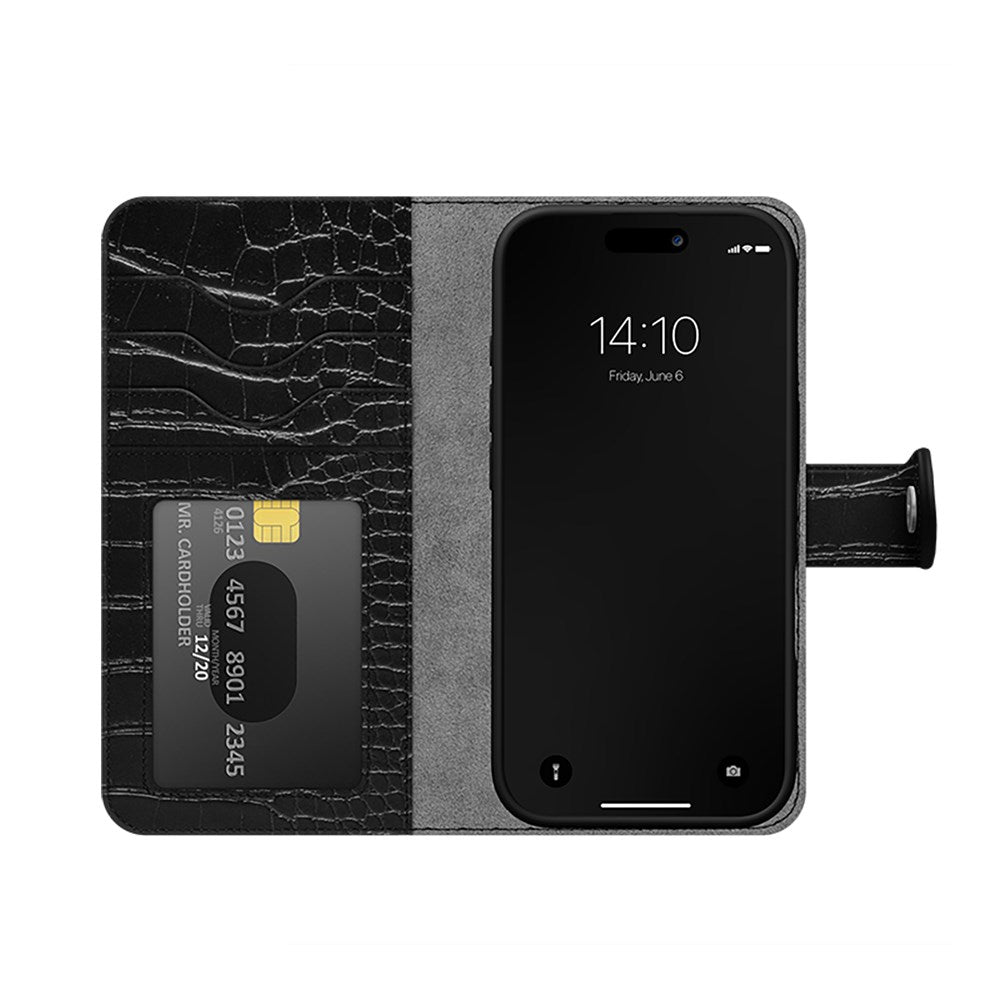 iDeal Of Sweden iPhone 16 - MagSafe - Magnet Wallet+ Plånboksfodral - Black Croco