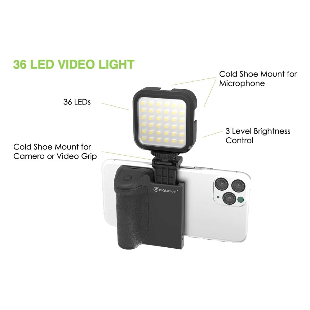 Digipower Follow Me Vlogging Kit med Stativ för Smartphone med Fjärrkontroll & Mikrofon - Svart