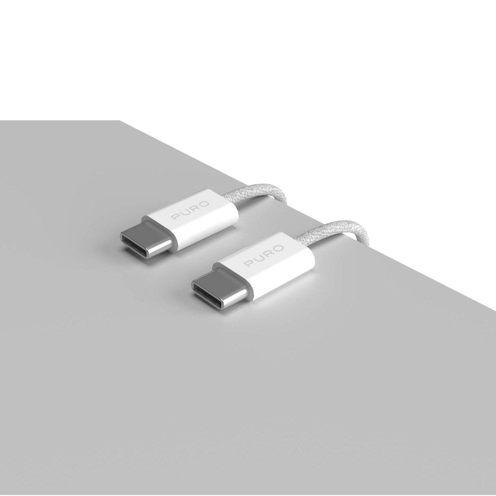 Puro Flätat USB-C Kabel – 1.5m, 60W och 480Mbps Dataöverföring - Vit