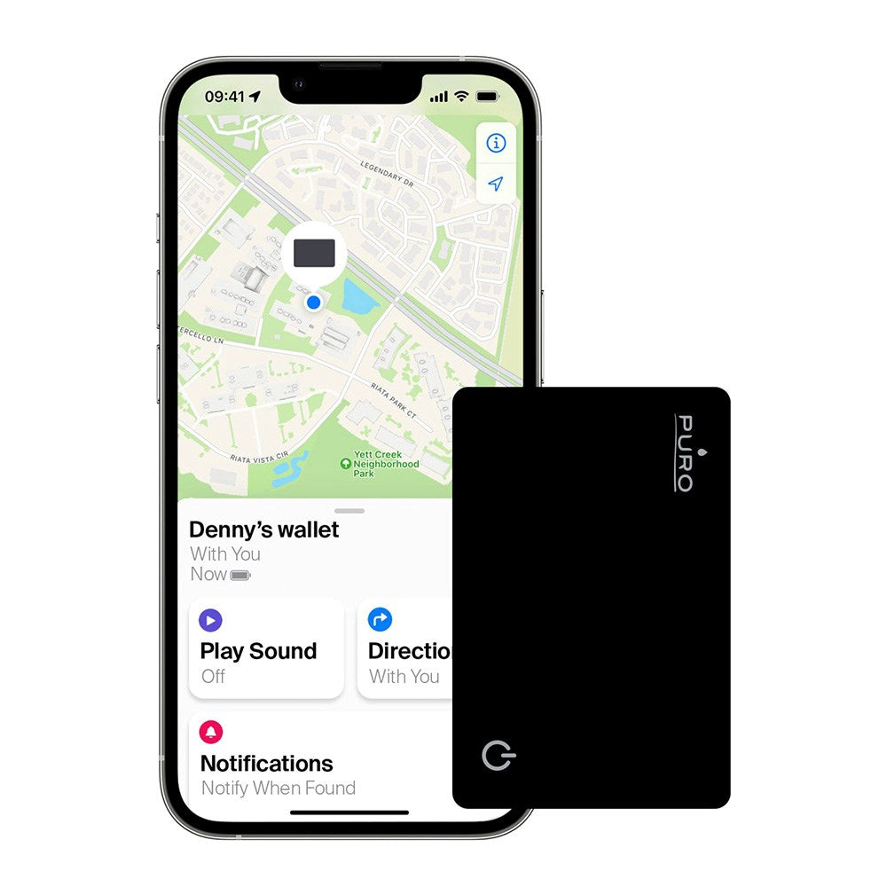 Puro Tracker Card för Plånböcker och Väskor - Apple Find My Compatible - Svart