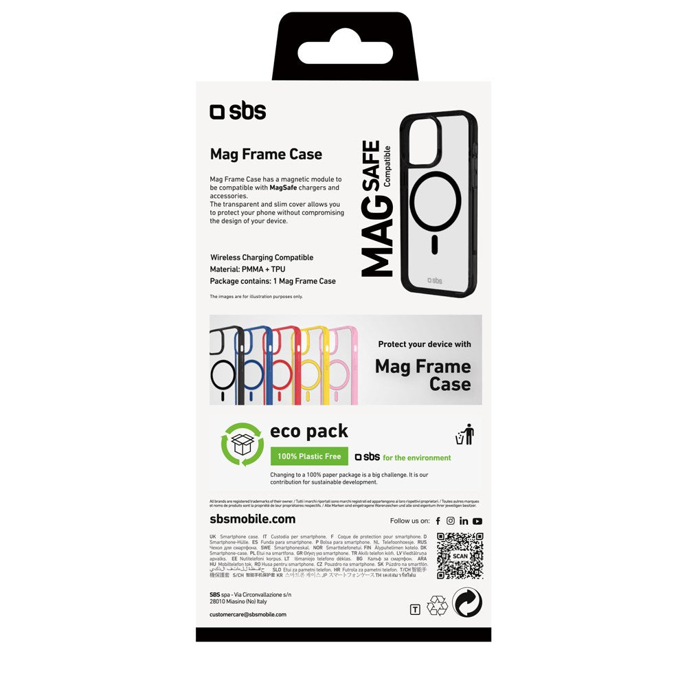 SBS iPhone 16 Pro Max Mag Frame Skal - MagSafe Kompatibel - Genomskinlig / Svart