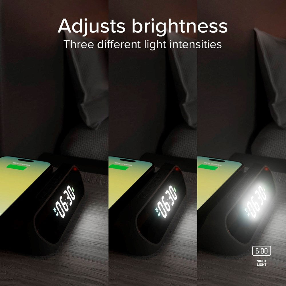 SBS 15W 2-i-1 Trådlös Laddare m. Väckarklocka - Svart