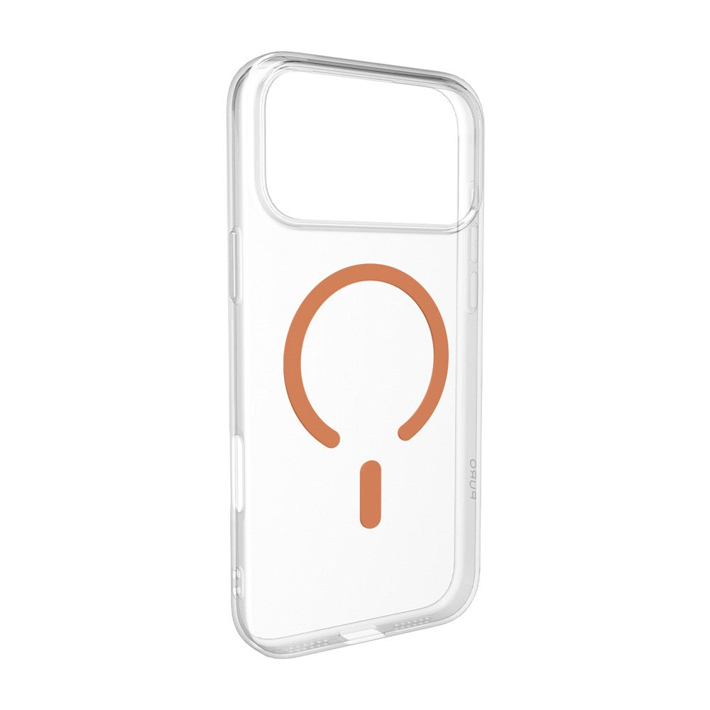 iPhone 17 Pro Max PURO LITE MAG Hybrid Skal - MagSafe Kompatibel - Genomskinlig / Orange