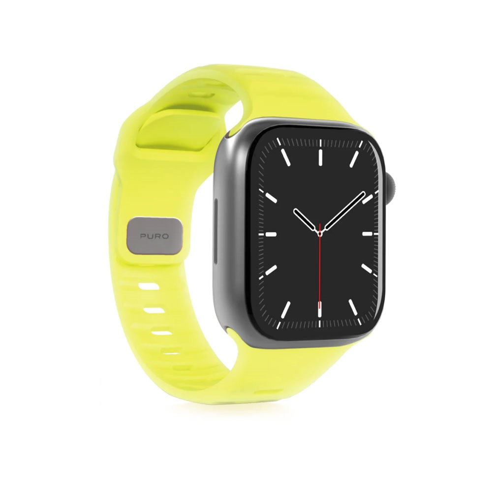 Apple Watch (38/40/SE/41/42mm) Puro GLOW Silikon Klockarmband - Yellow