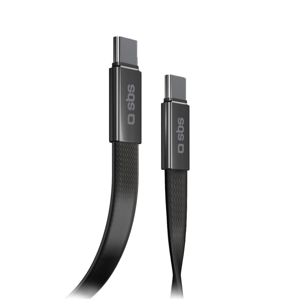 SBS 60W Platt USB-C till USB-C Kabel - 1m - Svart