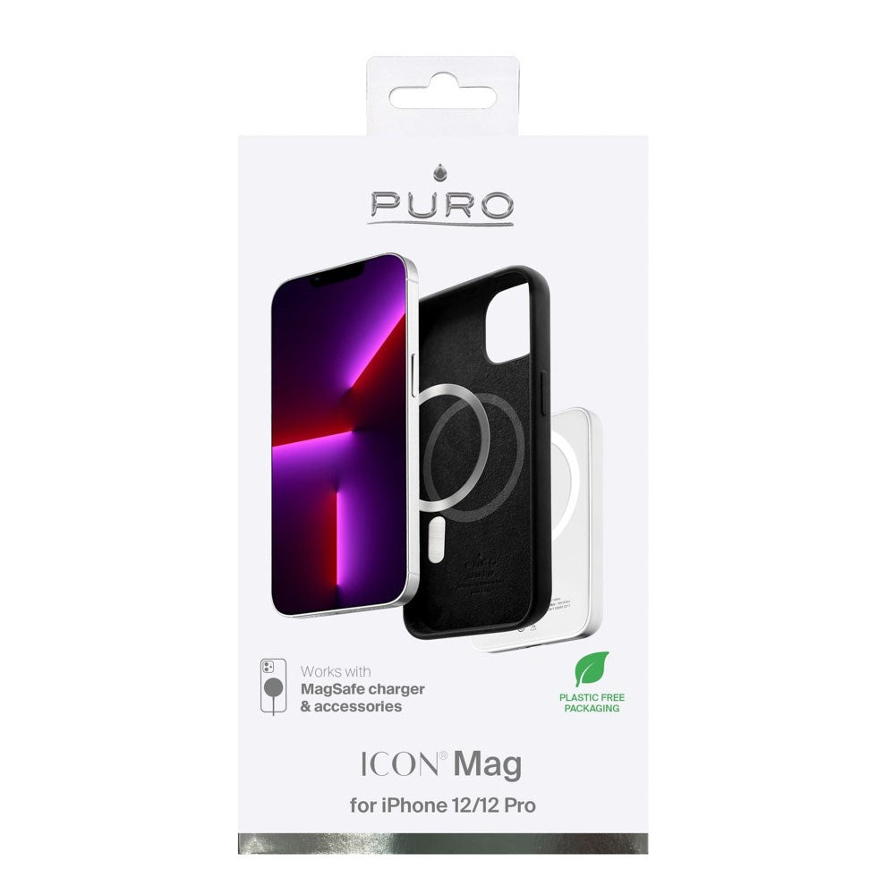 iPhone 12 / 12 Pro Puro Icon Mag Silikon Skal - MagSafe Kompatibel - Svart
