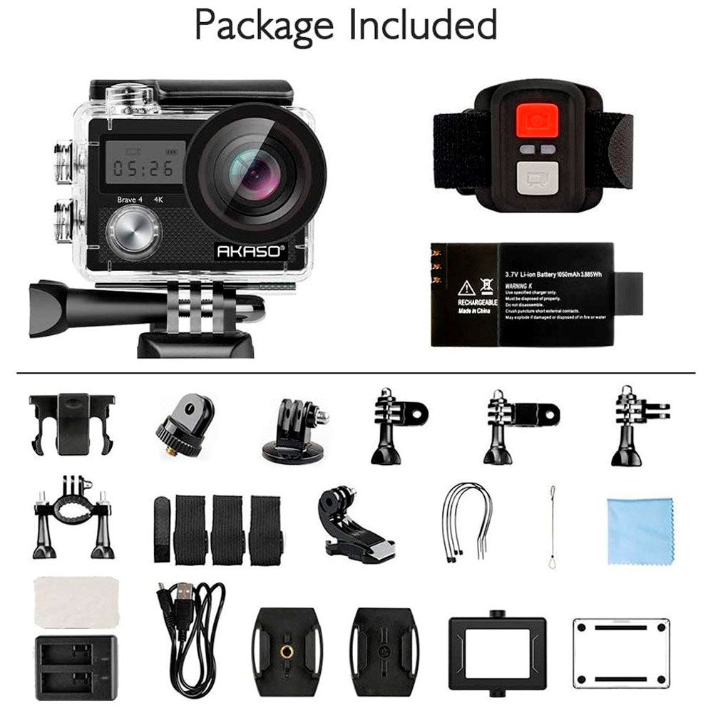 AKASO Brave 4 Action Kamera - Ultra HD 4K - Svart