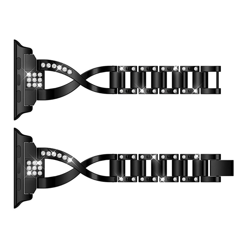 Apple Watch (38/40/SE/41/42mm) Stål Rem m. Strass - Svart