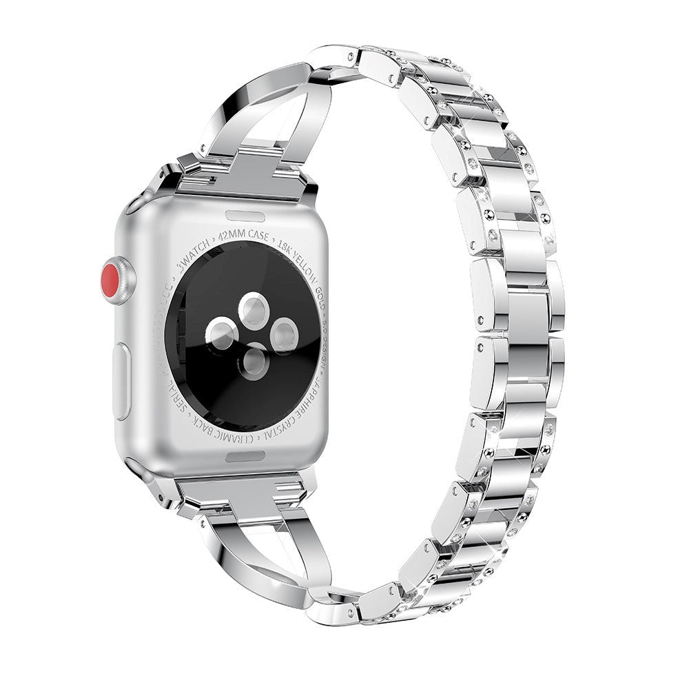 Apple Watch (38/40/SE/41/42mm) Stål Rem m. Strass - Silver
